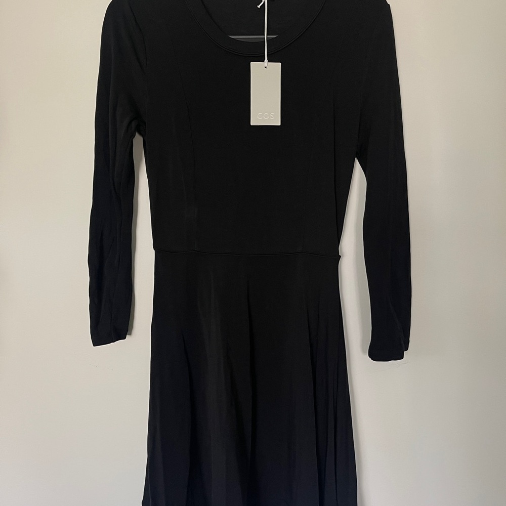 COS Black Fit and Flare Long Sleeve Dress